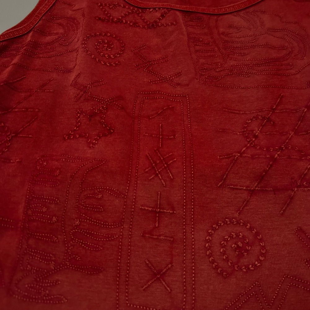 VTG‎ 90s/Y2K Chicos Red Embroidered Celestial Tank Top Cotton Size 3 XL Boho - Picture 3 of 6